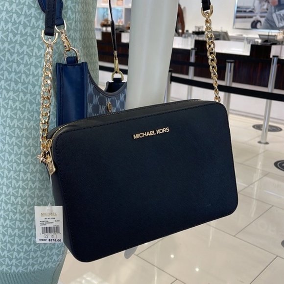 Michael Kors Jet Set Item Large East West Zip Crossbody Leather Black - Picture 13 of 16